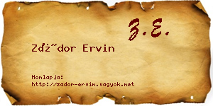 Zádor Ervin névjegykártya