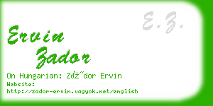 ervin zador business card